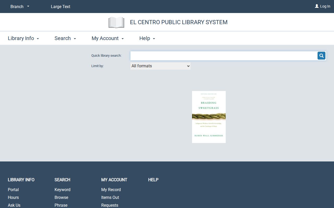 El Centro city directory library catalog search