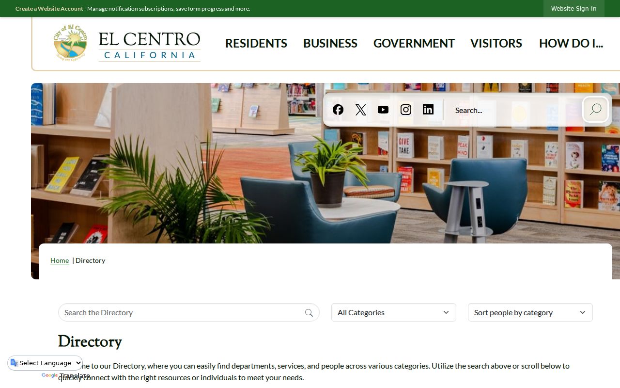 El Centro neighbors city staff directory routing